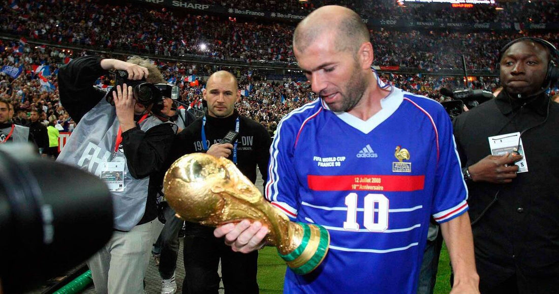 Zinedine Zidane legend — career highlights and most iconic vintage Real Madrid and France jerseys, authentic replicas