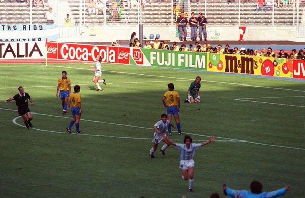 Argentina and Brazil vintage World Cup football jerseys — iconic retro shirts from the 1986 and 1998 FIFA World Cup