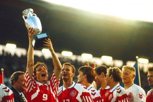 Denmark 1992 European Championship vintage football jersey — authentic retro shirt from Euro 92 winners